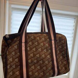 TNA Logo Throwback Travel Bag in Brown and Pink